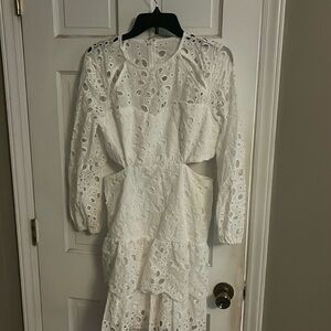 Mulla size L white lace side cut out dress